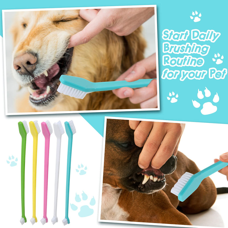 Newday 50 Pack Dual Ended Long Dog & Cat Toothbrush, Pet Safe Super Soft Bristles for Pet Dog Puppy Kitten Dental & Oral Care Teeth & Gums, Pet toothbrushes in Box, Bulk Individual polybag (Colorful) 50 Pcs-colorful