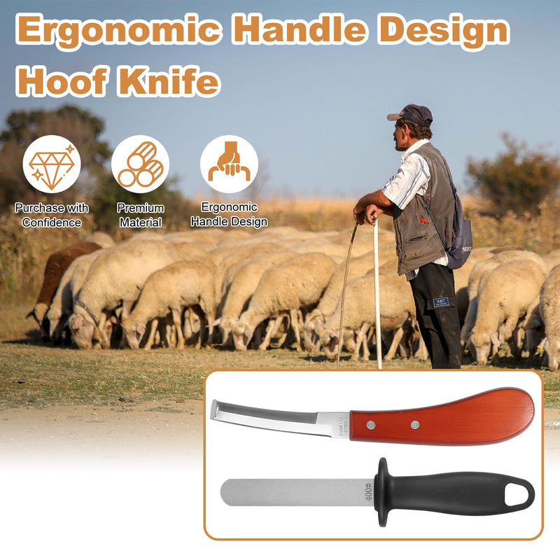 Hoof Knife with Sharpener, Farrier Tools Kits, Horse Goat Hoof Trimmers, Suitable for Horse Donkey Cow Goat Animal Hooves - PawsPlanet Australia