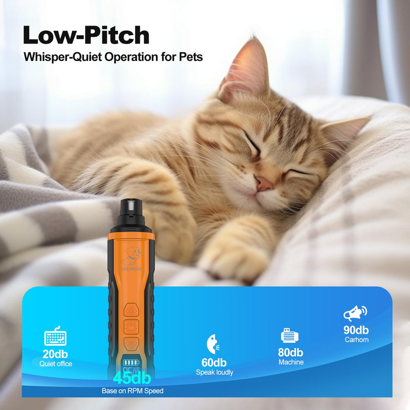 Dog Nail Grinder, Electric Dog Nail Trimmer,5-Speed Paws Grooming & Smoothing,2 LED Lights & 2000mAh Battery, Suitable for Large, Medium,Small Dogs and Cats - PawsPlanet Australia