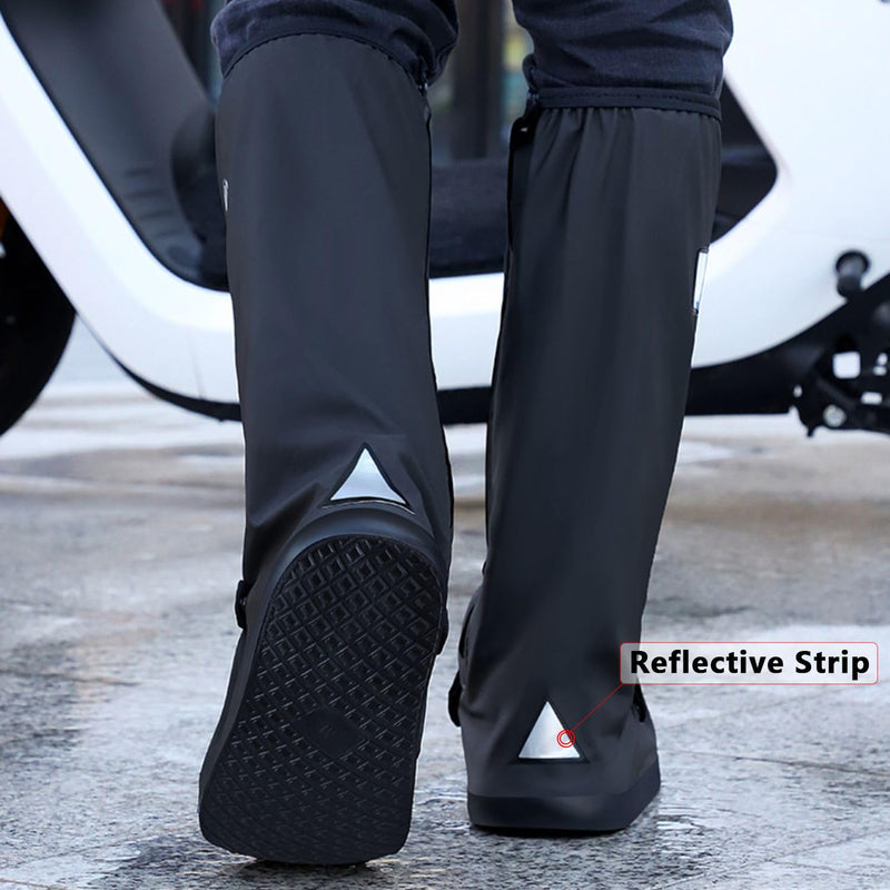 Black Waterproof Rain Boot Shoe Cover with Reflector (1 Pair) X-Large