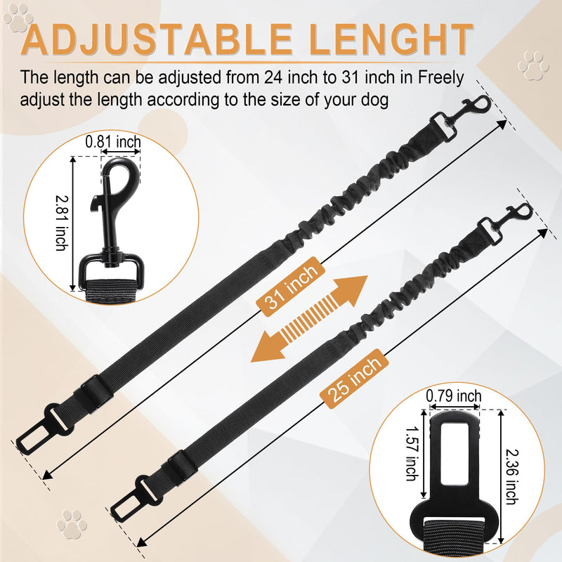 LivTee Dog Seat Belt for Car, Retractable Pet Safety Harness, Adjustable Nylon Dog Seatbelt Leash, Comfortable Dog Accessories for Vehicles (Black-2PCS) Black-2PCS - PawsPlanet Australia