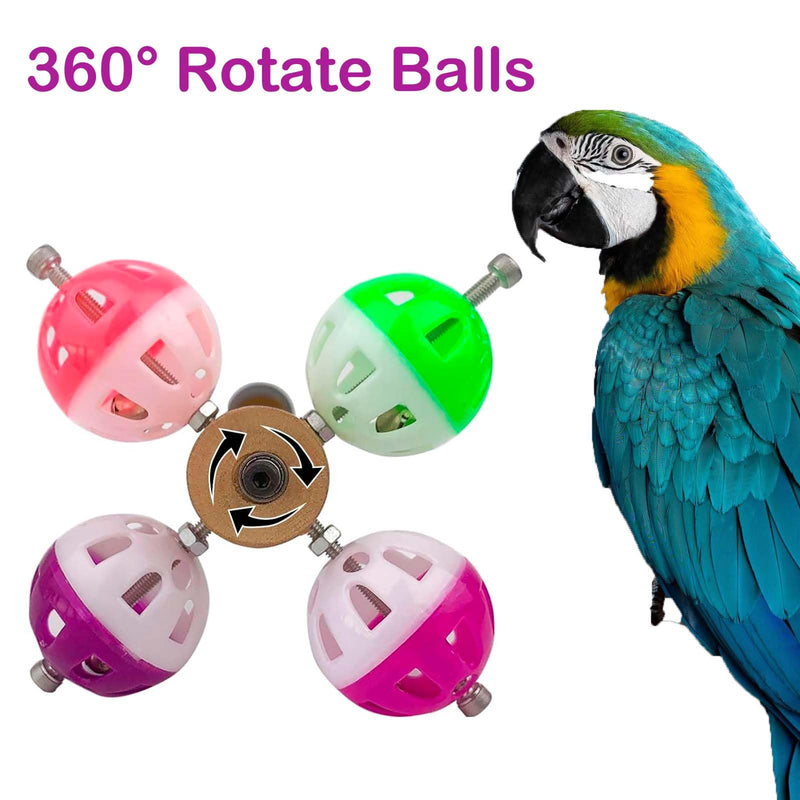 Bird Perch Toy with Rotating Balls Natural Parrot Large Bird Stand Perches Toy Wood Rotate Spinning Balls for Cage Parakeet Budgies Parrotlets Lovebird Cockatiels Conure Macaw African Greey - PawsPlanet Australia