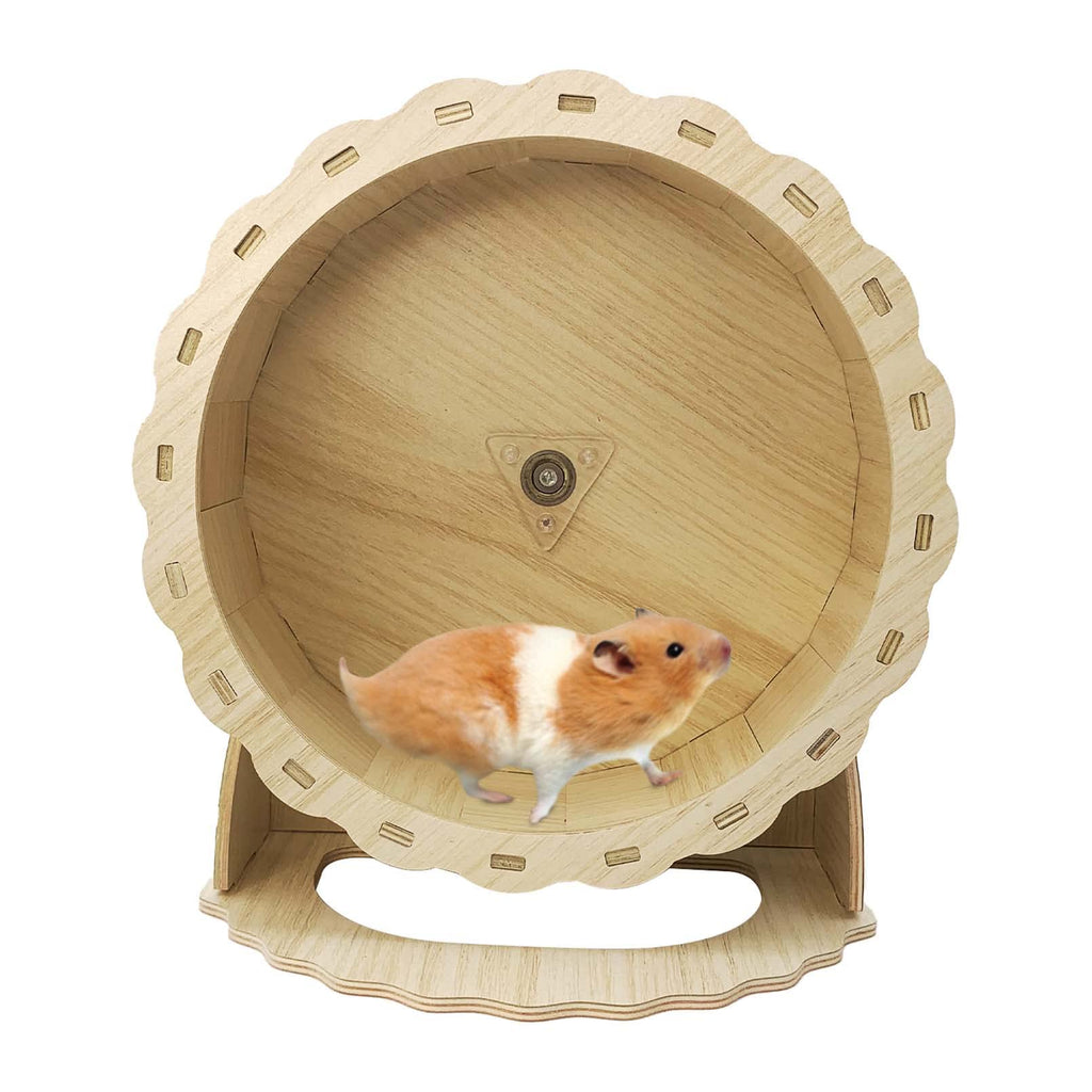 Hamiledyi Hamster Wheels Wooden Silent Running Wheel for Gerbil, Mice, Guinea Pigs Dwarf Syrian Hamster (9.05in) 9.05in