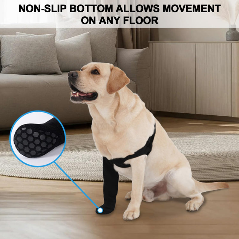 Dog Recovery Socks - Waterproof Paw Protectors with Non-Slip Sole | Post-Surgery Boots for Wound Protection | Anti-Licking Sleeves for Dogs (Black, L_Left) Black - PawsPlanet Australia