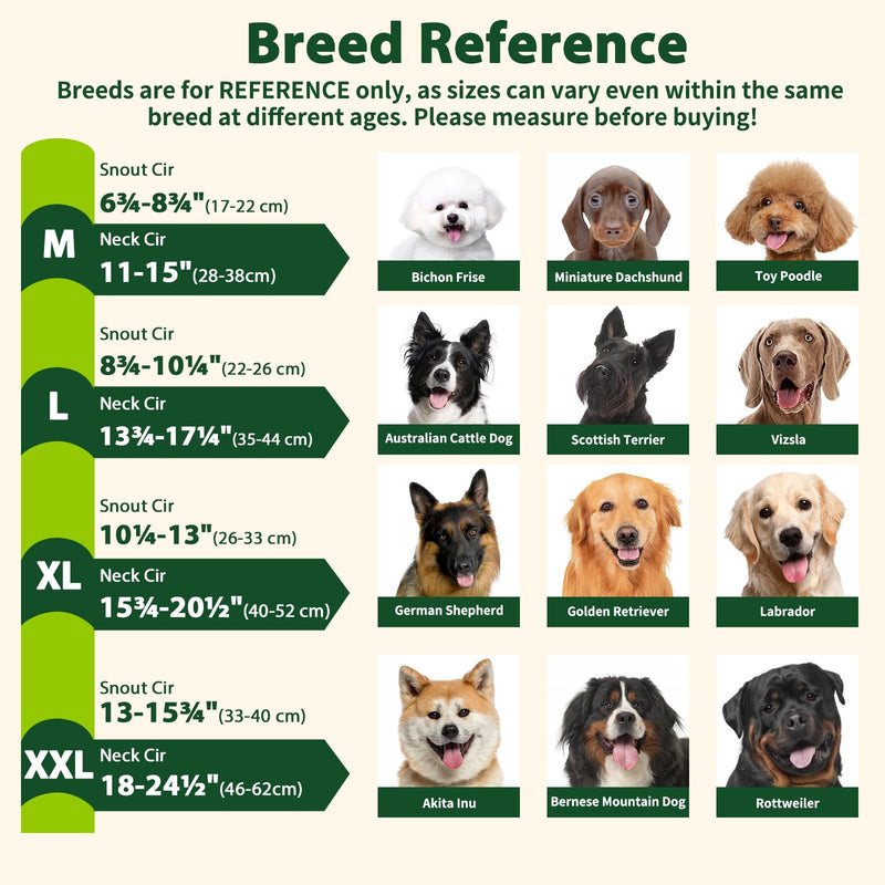 BARKLESS Sturdy No Pull Head Collar for Medium Large Dogs, Gentle Reflective Head Halter with Safety Link, Adjustable Nylon Dog Training Muzzle Leash for Walking Control (Green, L) Green L(Snout 8¾”-10¼”) - PawsPlanet Australia