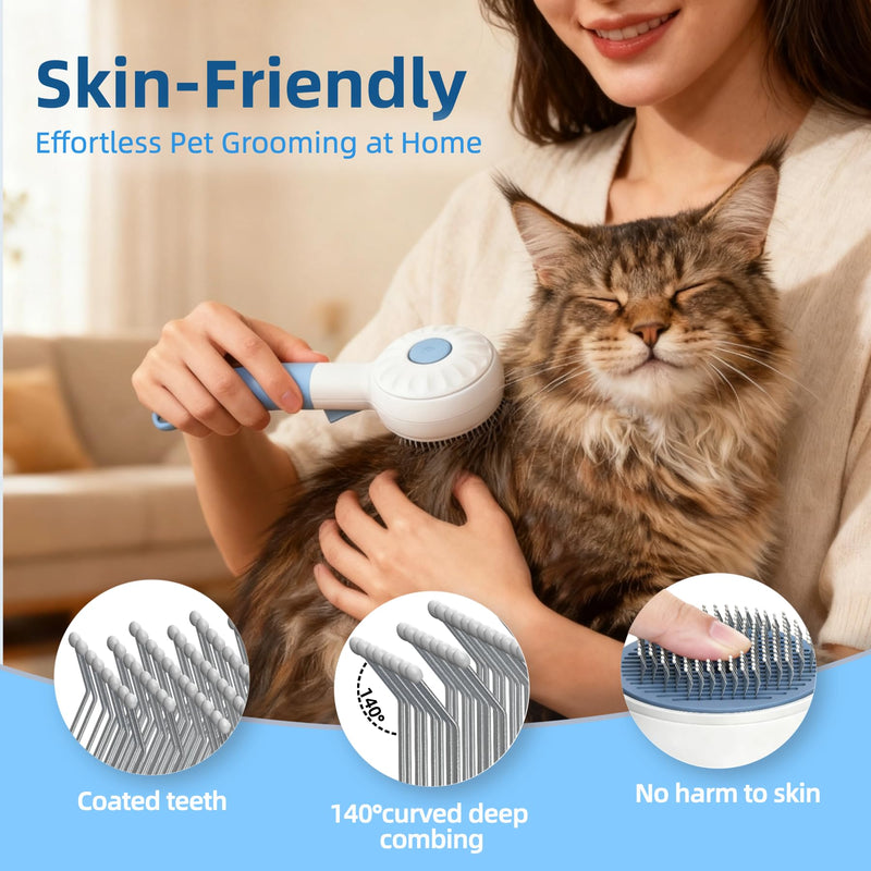 DebutPet Cat Steam Brush for Shedding - 3 in 1 Steamy Cat Brush with Water Spray, Self Cleaning Dog Grooming Comb for Tangled & Loose Hair, Massage Pet Hair Removal Tool (USB Rechargeable) - PawsPlanet Australia