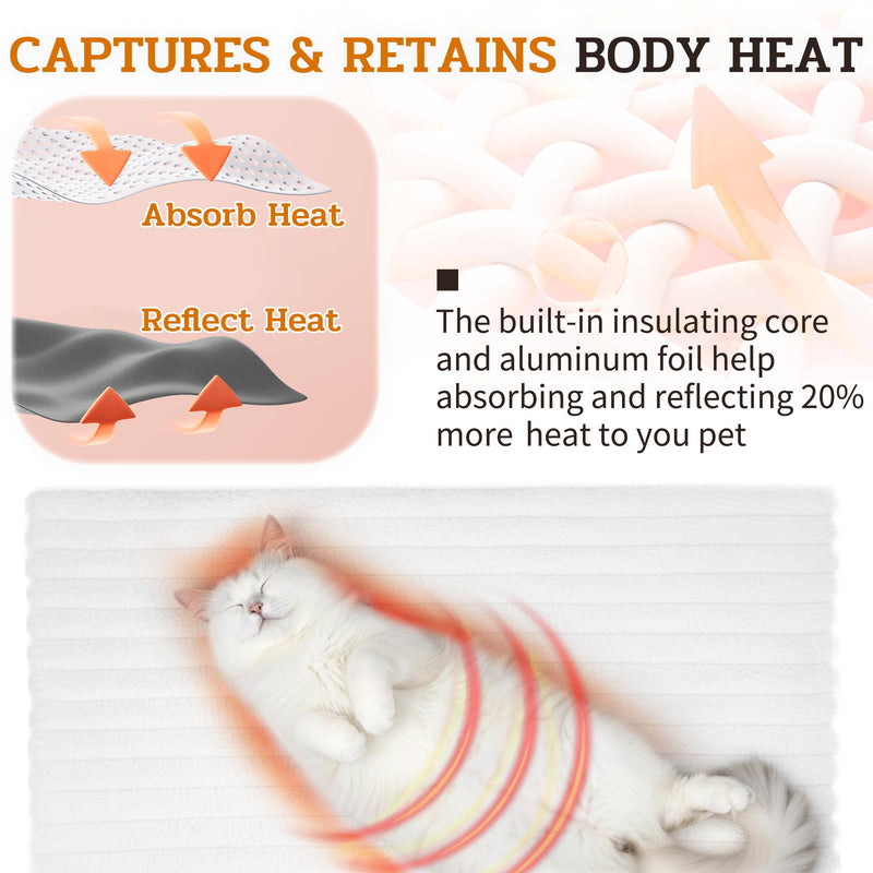 NWK Pack of 4 Fluffy Self Warming Cat Mat, Cat Blanket, Thermal Dog Mat, Washable, Non-Slip Bottom for Sofa & Crate & Kennel & Car Seat (Creamy White, Medium (27'' X 18.5'' X 0.7'')) - PawsPlanet Australia