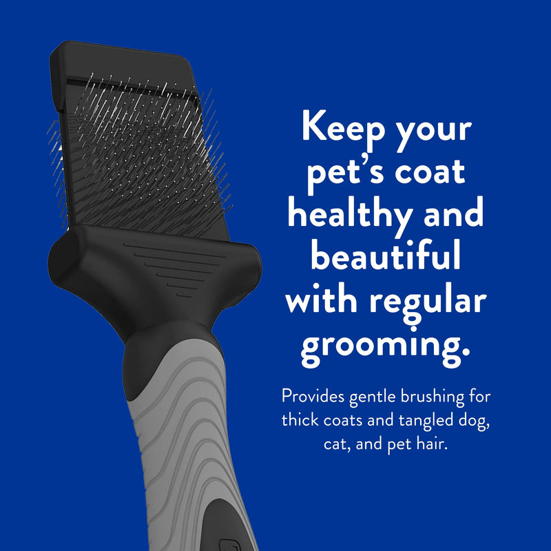 WAHL Professional Animal Double-Sided Flex Slicker Brush for Dogs & Cats (#858478) - Durable Pin Brush for Long-Haired Breeds like Bichon Frises & Collies - Ergonomic Black & Gray Grooming Tool - PawsPlanet Australia
