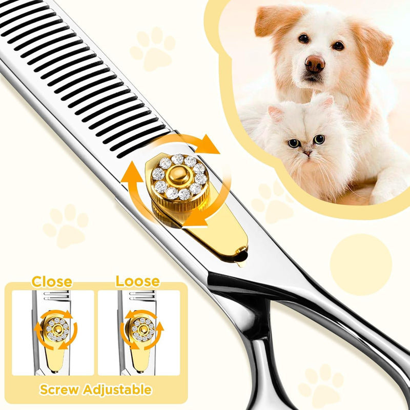 Gimars 8 Inch Sharp 54 Teeth Professional Dog Grooming Scissors Heavy Duty 440C Stainless Steel Ergonomic Pet Grooming Scissor for Dogs, Cats and Other Animals 8 in 54 Teeth Thinning Shear - PawsPlanet Australia
