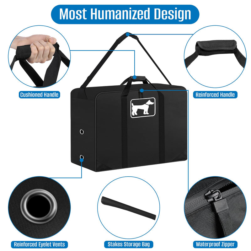 SIRUITON Dog Playpen Storage Bag Fits 32" H 8 Panels and 9 Stakes, Heavy Duty 600D Oxford Fabric Suitable for Foldable Exercise Pet Playpen, Dog Fence Travel Bag with Reinforcing Plate & Shoulder 32 inch - PawsPlanet Australia