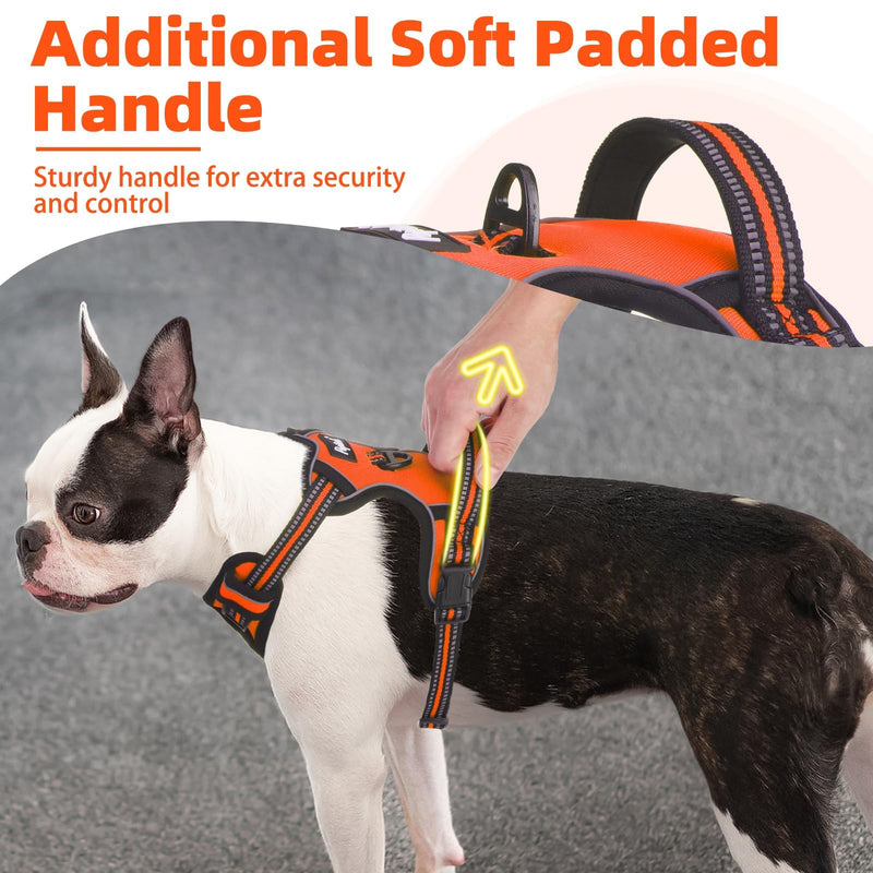 PUPTECK No Pull Dog Harness Small Sized, Adjustable Reflective Dog Harness with Handle Easy Control, Comfortable Soft Padded Pet Vest Harness for Small Dogs, Orange S - PawsPlanet Australia