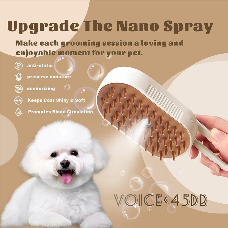 Cat Brush Cat Steam Brush Rechargeable Steamy Pet Grooming For Shedding, Water Spray Massage Brushs, Dog Hair Removal Self Cleaning Brushs Steamer Wet Spa Comb (White) - PawsPlanet Australia