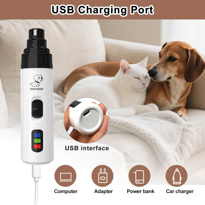 Quiet Dog Nail Grinder Upgraded, Silent Groom Pro Kit Electric Pet Trimmer, 2 Speeds Quiet Diamond Bit Nails Clippers File Trimmer,USB Rechargeable Claw Grinders for Dogs, Cat,Puppy