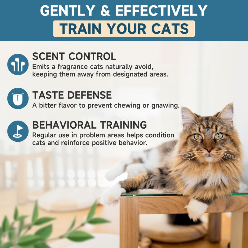 Cat Deterrent Spray, Natural Cat Repellent Spray, Anti-Scratch Deterrent for Furniture, Sofas, Rugs, Curtains, Plants, Indoor & Outdoor Repellent Cats Kittens, Non-Toxic, Alcohol-Free 6.76 FL Oz