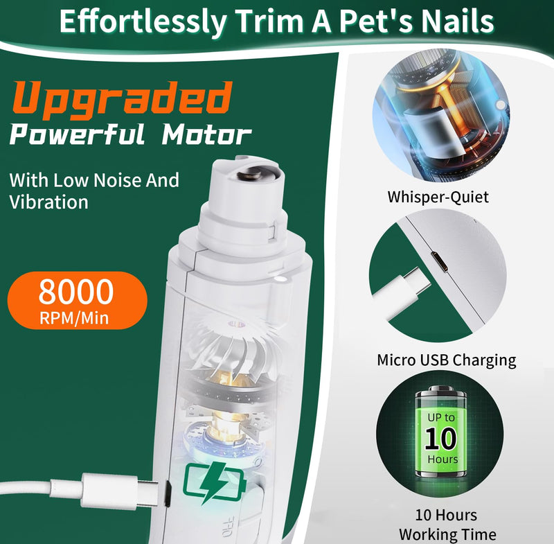 2-in-1 Dog Nail Grinder & Dog Nail Clippers Trimmers for Large Medium Small Dogs Cats Pets Claw Trimmer Quick Sensor and Safety Guard USB Rechargeable with 2 LED Lights - PawsPlanet Australia