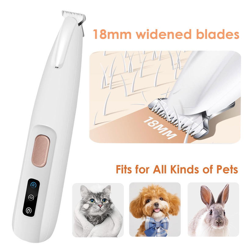 Ntrjtrss Electric Paw Trimmer for Dogs Cats, Upgraded Quiet Rechargeable Clipper with LED Light, 2 Wide Blades, Waterproof Grooming Clippers for Paws, Ears, Face, Rump and Eyes - PawsPlanet Australia