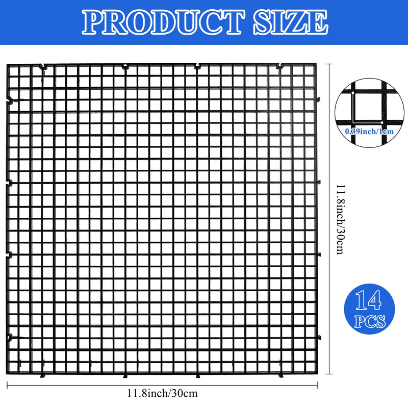 14pcs Aquarium Fish Tank Divider, Plastic Grate Isolation Board Partition, Black Aquarium Filter Bottom Tray Egg Crate Light Diffuser Grid Panel - PawsPlanet Australia