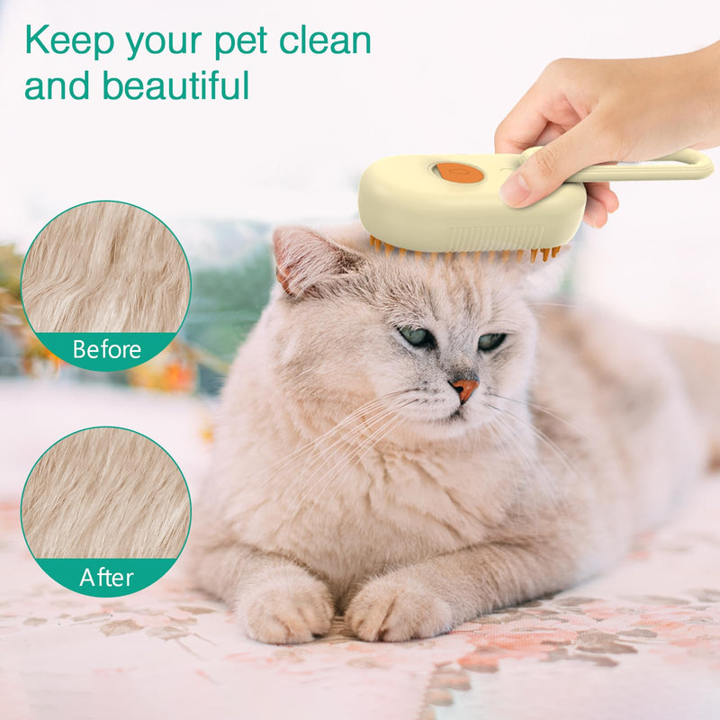 ORIA Cat Steam Brush, 3 in 1 Pet Spray Comb, Self Cleaning Steam Dog Cat Brush, Rechargeable Silicone Grooming Tool with Concealed Handle for Shedding, Hair Removal, Pet Massage - PawsPlanet Australia