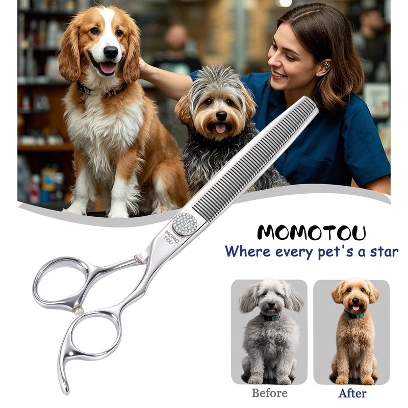 7'' Thinning Dog Grooming Scissors with Simulation Diamond 440C Stainless Steel Easy Use Polished Pet Dog Thinner Blender Shears for Groomers and Home Users Thinning Scissors 7'' - PawsPlanet Australia