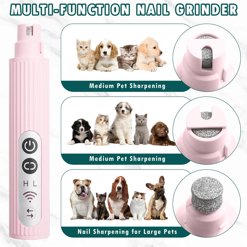 Dog Grooming Kit, Electric Dog Nail Trimmers, Adjustable Direction Dog Nail Grinder with 3 Ports, Low Noise Dog Nail Clippers with Light, Pet Shaver for Small and Large Dogs Cats - PawsPlanet Australia