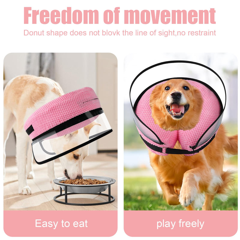 Soft Dog Cone, Dog Cone Collar After Surgery, 2-in-1 Dog Cone Alternative with Enhanced Anti-Licking Guard Shield, Adjustable Inflatable Dog Cone, Dog Cones for Large Medium Small Dogs Cats (Pink,M) Pink Medium[Neck:9"-15"] - PawsPlanet Australia