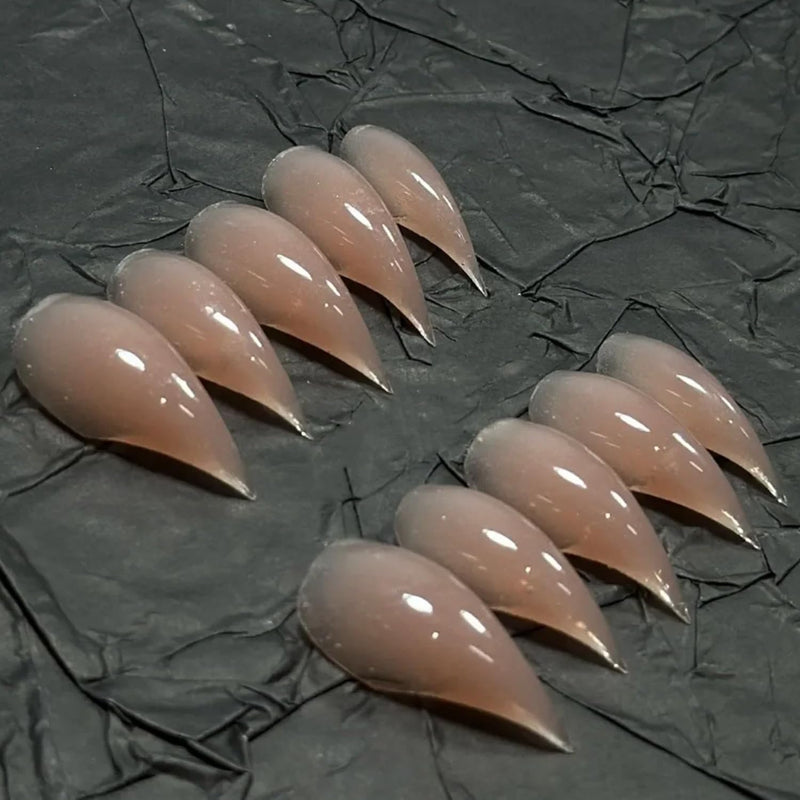 10 Pcs Luxury Medium Press on Nails Curved Stiletto Handmade Nails Press Ons Full Cover Glossy Dragon Claw Nude False Nails Reusable Acrylic Unique Eagle Claw Stick on Nail for Women（S） Styl 40