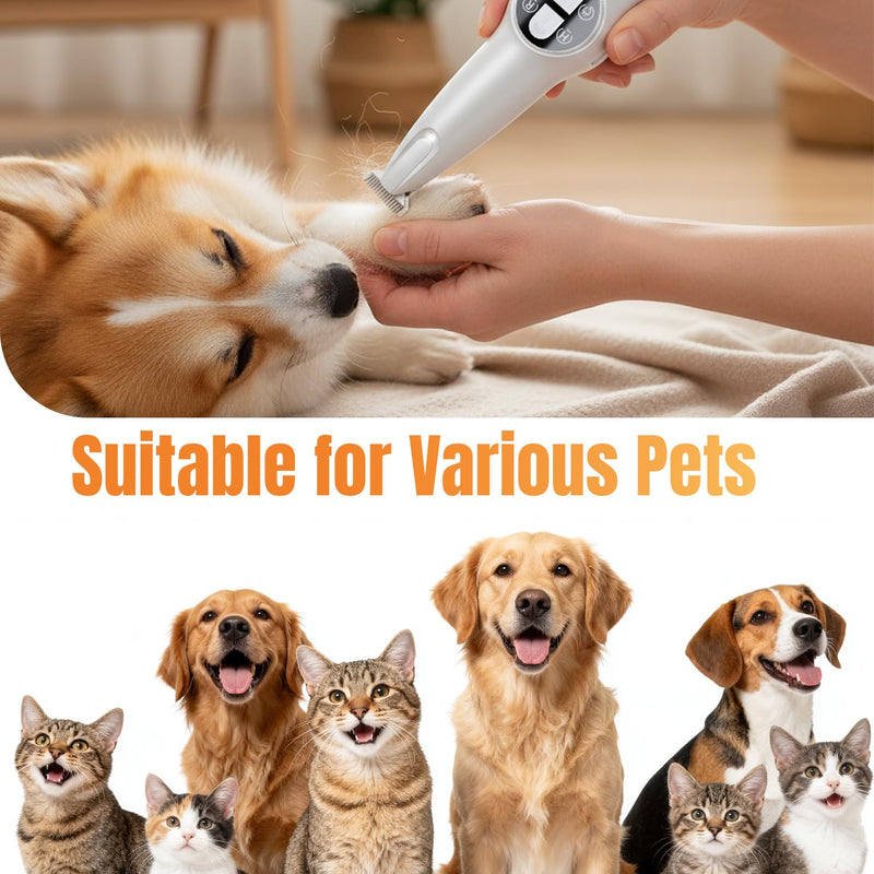Mcbazel 2-in-1 Pet Paws Trimmer with LED Light, Rechargeable Dog/Cat Hair Shaver Grooming Clipper, Electric Cat/Dog Nail Grinder, Pet Razor for or Eyes, Ears,Face Small Areas