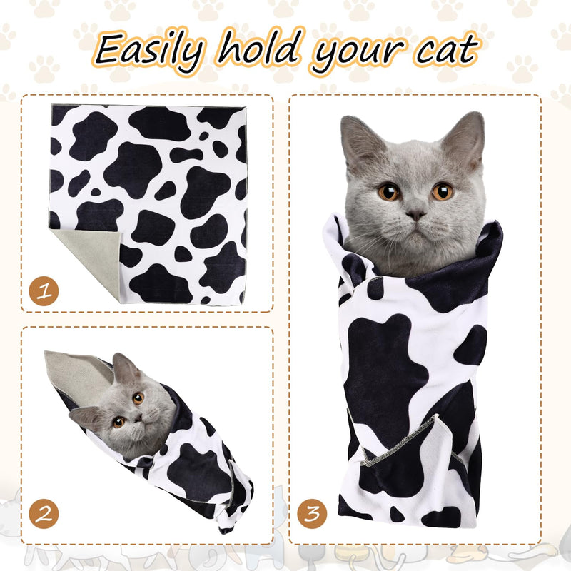 Cat Wrap for Grooming, Cute Pattern Strong Self-Adhesive Anti-Scratch Adherent Cat Wrap Multifunctional Swaddle Wraps Grooming Wrap Cat Restraint for Cutting Nail Clipping Practical Cat Supplies - PawsPlanet Australia