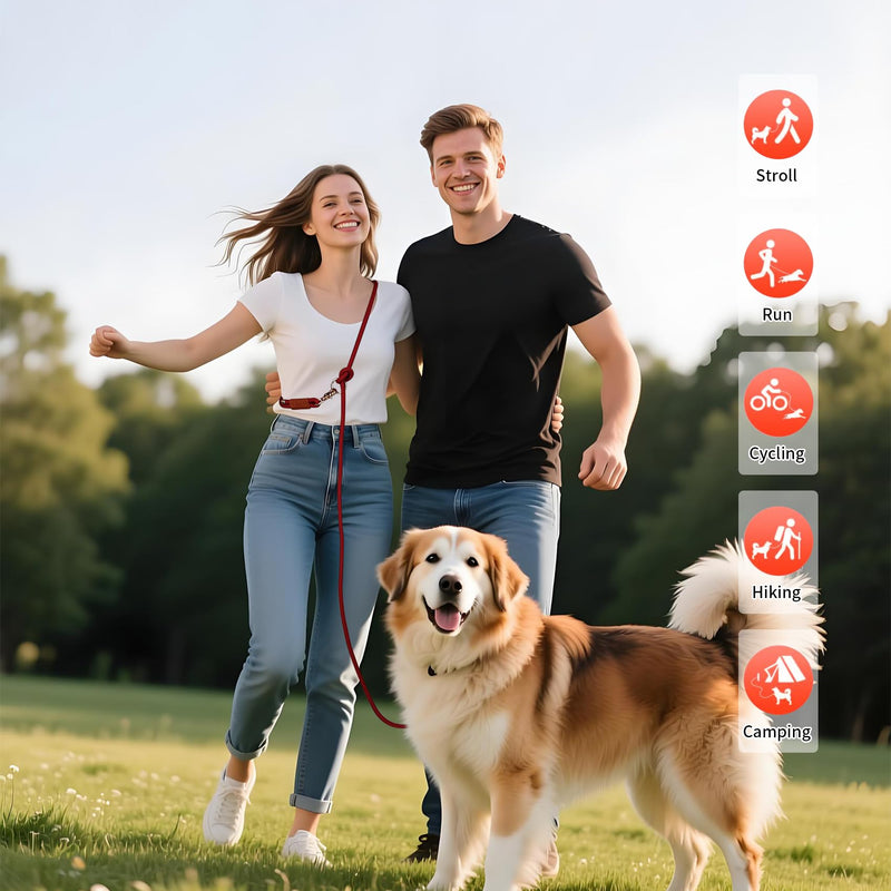 Tails & Tales Hands Free Dog Leash for Walking Running Training, Adjustable Lead Up to 9.8ft, Dogs Up to 125lbs, Crossbody, Dual Handle, Multifunctional, Double Attachment for 2 Dogs (Tapestry Blue) Tapestry Blue - PawsPlanet Australia