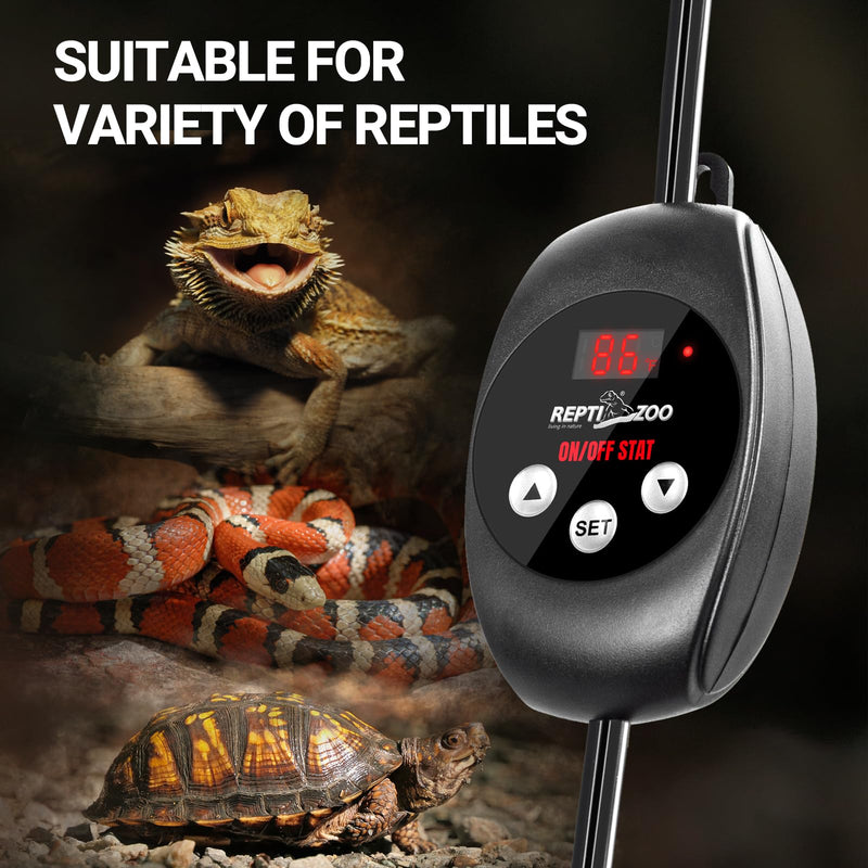 REPTI ZOO Reptile Thermostat Wide Range Temperature Controller Reptile Heat Pad Digital Thermostat Waterproof Seedling Heat Mat Thermostat for Turtles, Lizards, Frogs, Hermit Crabs, Snakes, Plants - PawsPlanet Australia