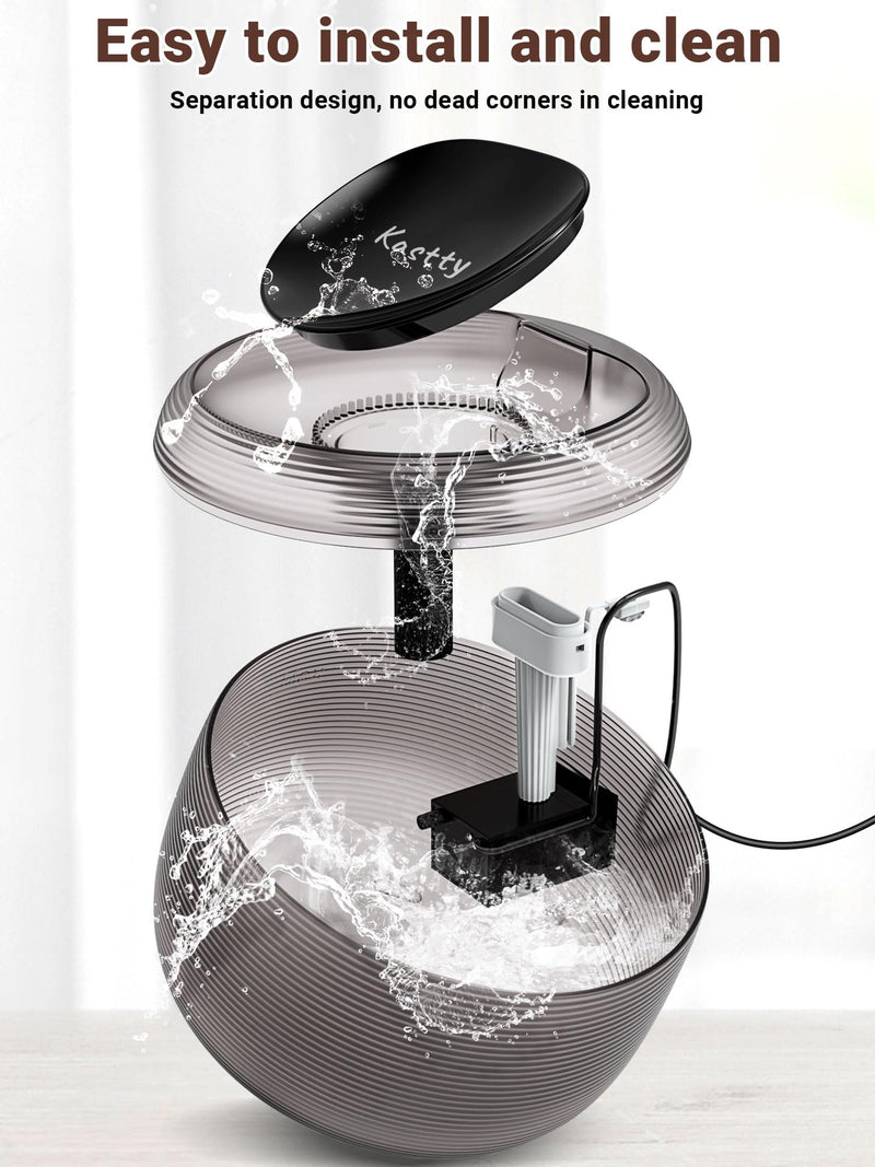 Kastty FS75 Quiet Cat Water Fountain, 3.5L/118oz Large Capacity Pet Water Fountain for Cats Indoor with Water Level LED Light, Easy Cleaning Cat Fountains for Drinking Automatic Dog Water Fountain - PawsPlanet Australia