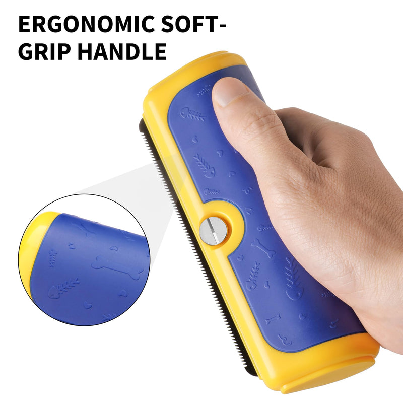Dog Brush for Shedding, Deshedding Grooming Tool for Dogs & Cats, Pet Hair Remover, Cat Deshedding Comb, Professional Grooming Tool, Easy to Clean, Pet Grooming Brush for Dogs and Cats Blue_Yellow - PawsPlanet Australia