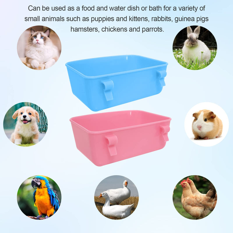 6 Pack Feeder (Blue, Pink), Hanging Feeder,Food and Water Container, Bath Water Bowl Universal for Birds Hamsters Mice Rats Rabbit Guinea Pig Small Pets - PawsPlanet Australia
