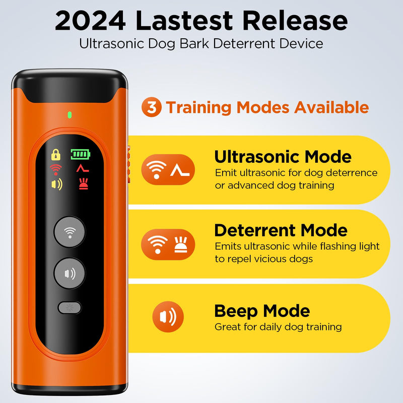 2024 Dog Bark Deterrent Device, Anti-Bark Device for Dog Training & Behavior Aid, No Need to Yell or Pat, Simply Point at The Dog Within 35ft, Ultra-Bright LED Flashlight | Bark Collar Alternative Orange - PawsPlanet Australia