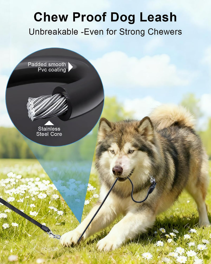 26FT Heavy Duty Retractable Dog Leash for Large Dogs Up to 110lbs,Chew Proof Nylon,360° Tangle-Free,One-Hand Brake Lock,Anti-Slip Grip,Extendable Leash with Poop Bag Holder (Blue) Blue Large - 26 ft