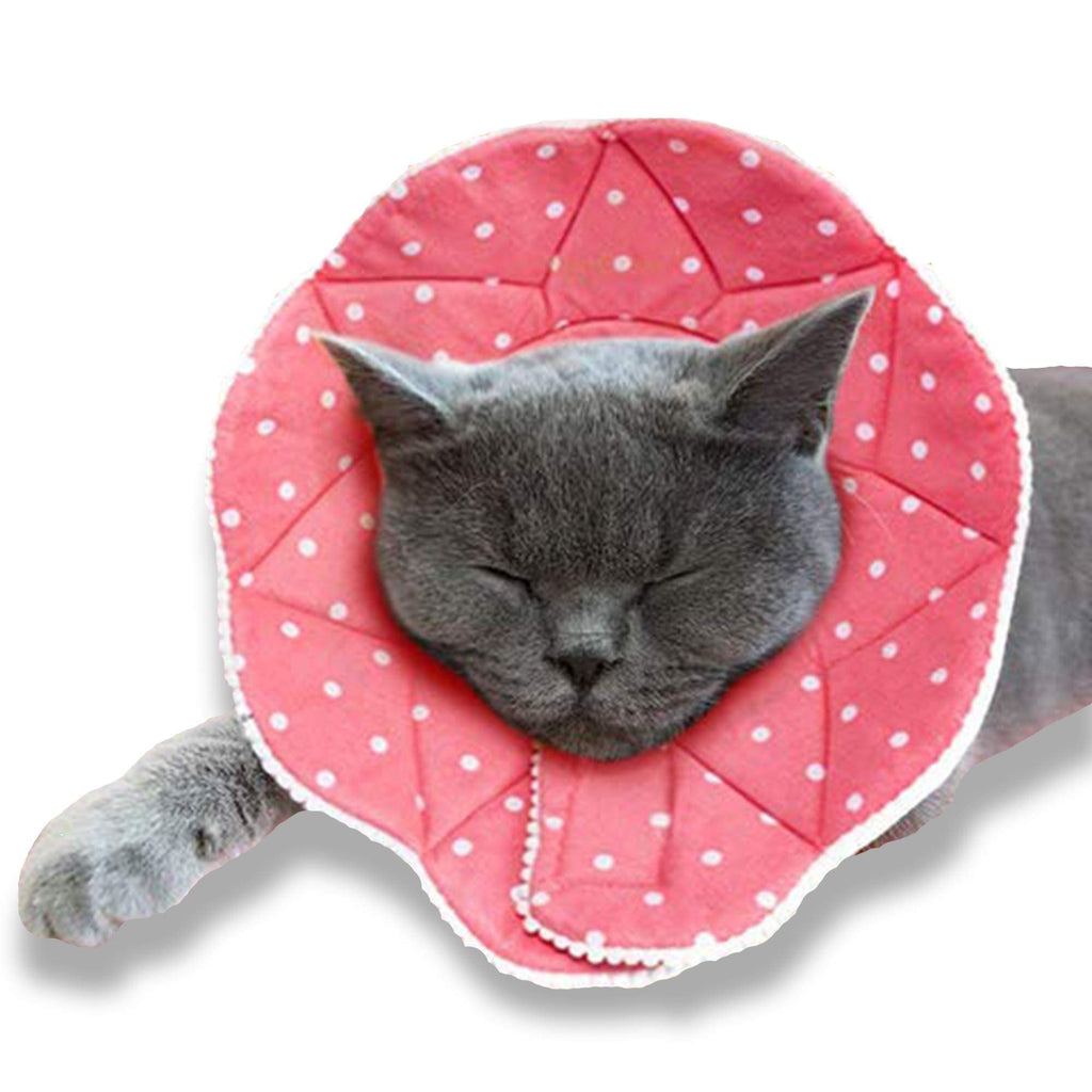 SunGrow Cat Cone Collar Soft, Pet Recovery Elizabethan E Collar Soft Neck Cone to Stop Licking for Cats & Kittens After Surgery, Cat Surgical Recovery Suit for Wound Cover, Puppy Dog & Rabbit Cone 9" - 10.5" Neck Size, Pink