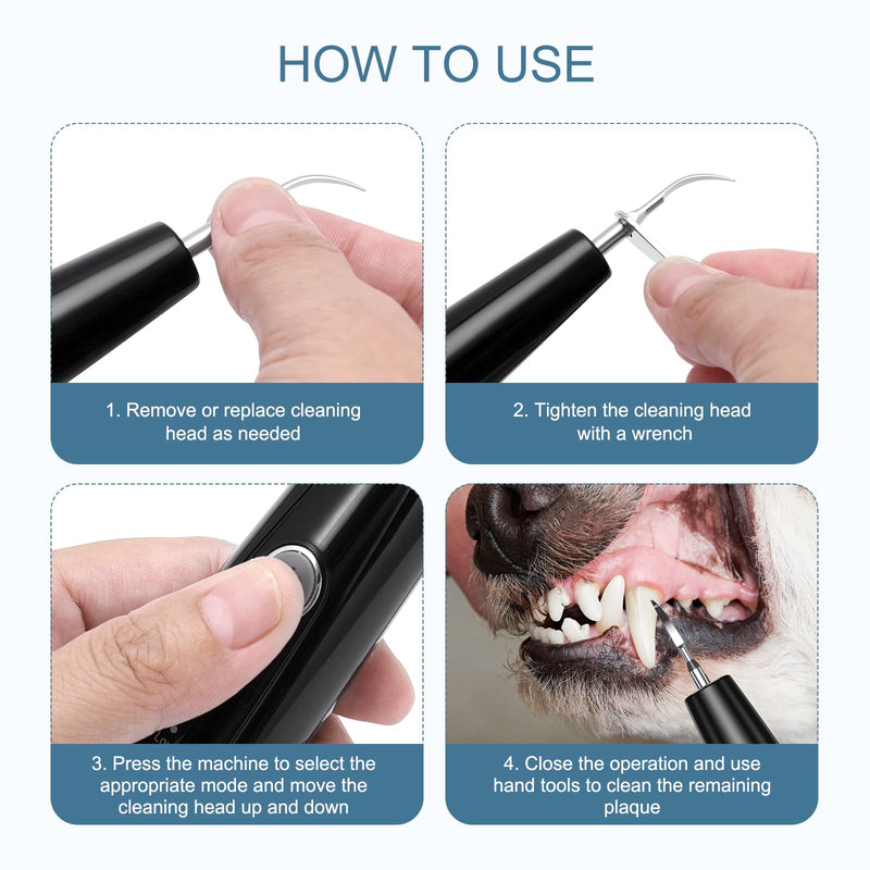 Upgraded Dog Plaque Remover for Teeth, Electric Pet Teeth Cleaning Kit, USB Charging Dog Tooth Brushing Kit, 5 Modes, IPX6 Waterproof Pet Ultrasonic Toothbrush Cleaner for Dogs Cats - PawsPlanet Australia