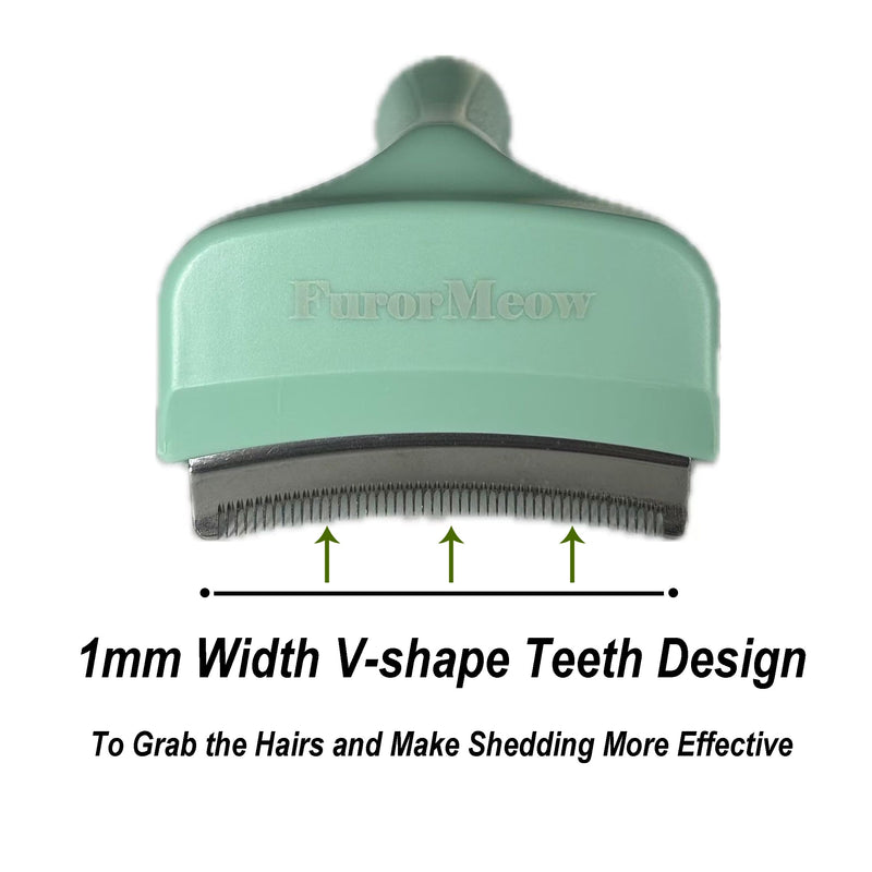 Pet Deshedding Tool with Curve Blade, Cat Grooming Brush, Tight V-shaped Teeth Shedding Comb for Cats and Dogs (Green, Small) Green - PawsPlanet Australia