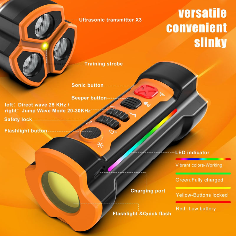 Dog Bark Deterrent Devices 2025 Release Anti Barking Device for Dogs Barking Silencer in 55FT Indoor Outdoor 3X Head Anti Bark Device with Flashlight &Party Flashlight Portable Training Tool CLASSIC - PawsPlanet Australia