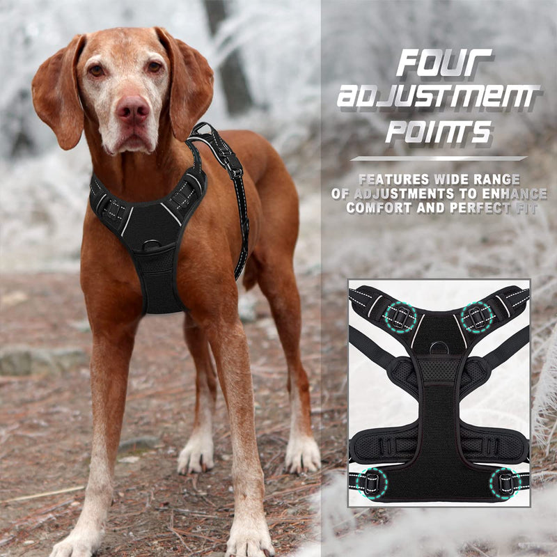 BARKBAY No Pull Dog Harness Front Clip Heavy Duty Reflective Easy Control Handle for Large Dog Walking(Black,XL) X-Large(Chest:30-38”) Black