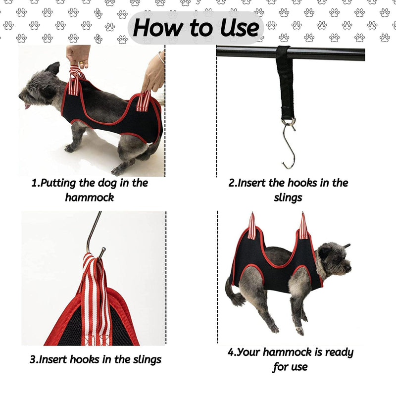 Pet Grooming Hammock for Multipurpose Use, 13 PCS Pet Grooming Kit for Cat & Dog Grooming, Dog Hammock with Nail Clippers/File/Scissors/Steel Comb for hairs, Dog Grooming Harness for Nail Trimming Large - PawsPlanet Australia