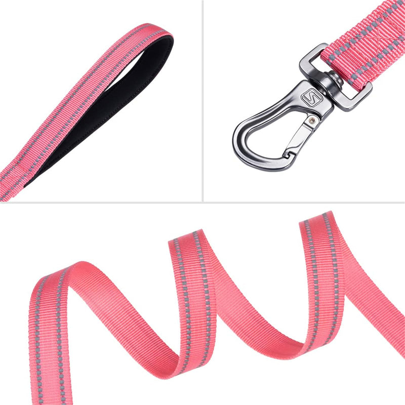 EXCELLENT ELITE SPANKER Strong Durable Nylon Dog Training Leash Traction Rope 4 Feet Long 1" Wide with Handle for Small and Medium Dog(Pink) 4.3ft x 1 in. Pink - PawsPlanet Australia