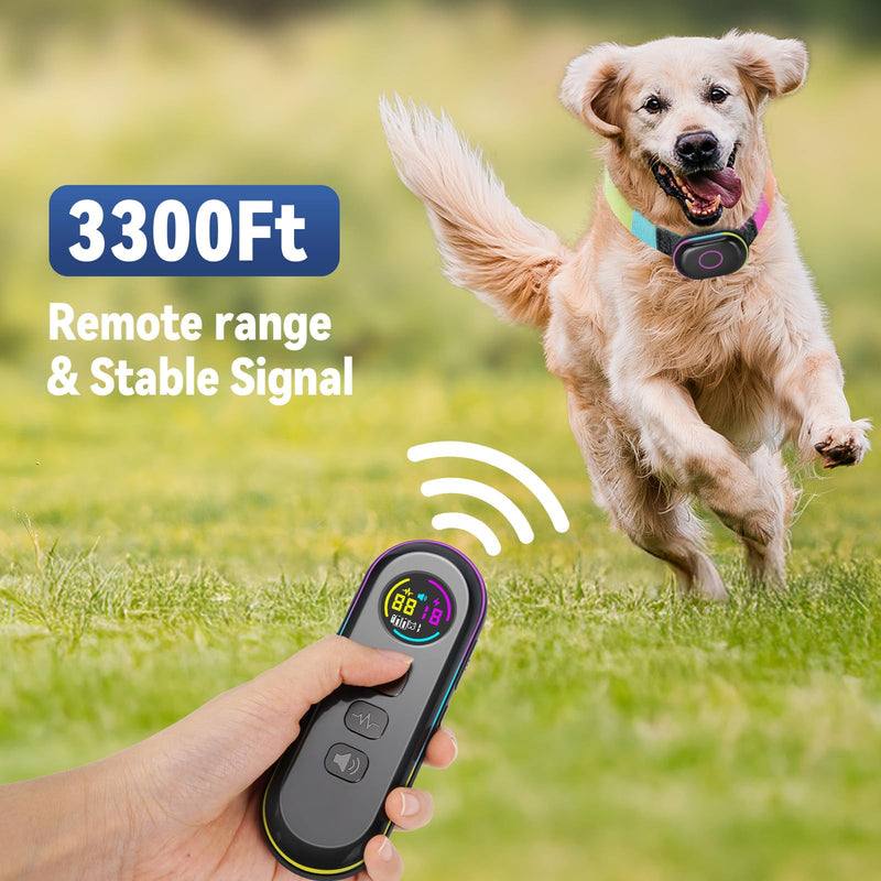 2-in-1 Dog Bark & Shock Collar with Remote Control, Waterproof Barking Collars for Small Medium Large Dogs, 3300Ft Training E- Collars, Rechargeable, Adjustable Beep Vibration Modes & 5 Sensitivity - PawsPlanet Australia