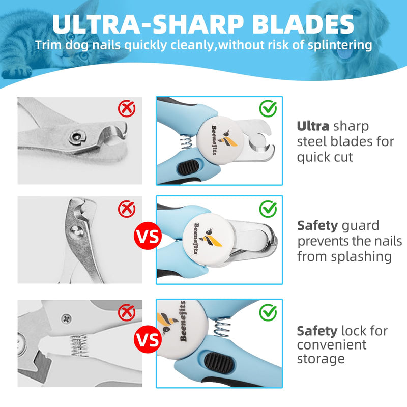 Large Dog Nail clippers with Sharp Stainless Steel Blade for Smooth Cutting, Ergonomic TPE Handle Special Baffle to Avoid Flying Nail Fragments, Hidden Nail File (Large/Medium) Large/Medium - PawsPlanet Australia
