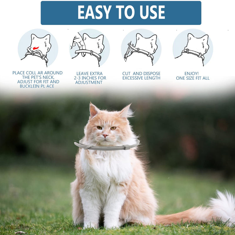 Flea and Tick Collar for Cats, 2 Pack Flea Collar for Cats, Offers 12 Months Protection, Waterproof, Adjustable, One Size Fits All Cat, Light Blue