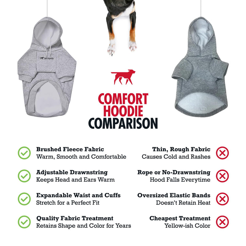 Tuff Pupper Dog Hoodie | Premium Quality Insulated Fabric | Ultra Soft Interior for Superior Comfort | Elastic Cuffs & Drawstring for Warmth | Stretch Fit Suitable for All Breeds (Gray, L) 40-60 lbs (Large) Heather Grey - PawsPlanet Australia