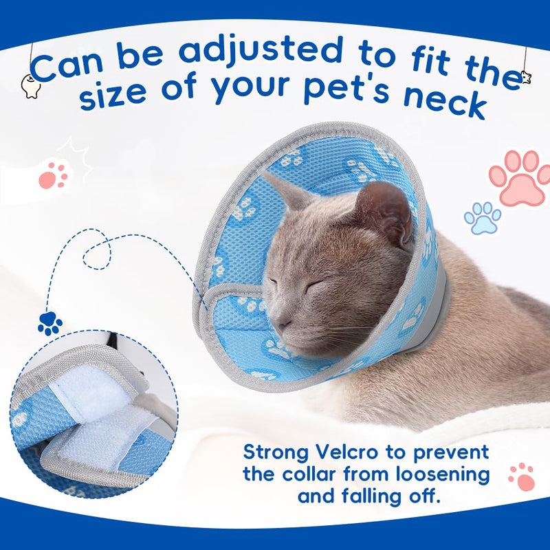 Flintronic Cat Cone Collar Soft, Adjustable Cat Recovery Collars & Cones to Stop Licking After Surgery, Pet Recovery Collar, Suitable for Pet Medical for Rehabilitation Wound Healing (M) M (Neck:15-21CM)