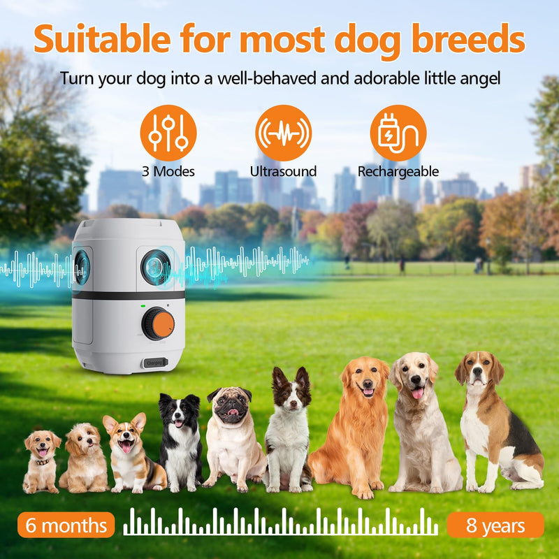 Anti-Barking Device, 3X Ultrasonic Dog Bark Deterrent for Dogs 50ft Long Range, 3 Modes, IPX5 Waterproof Barking Control Devices, Stopping Own or Neighbor's Dog Barking, Bark Box Indoor Outdoor - PawsPlanet Australia