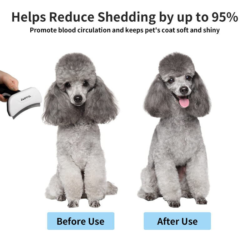 Upgraded Pet Self Cleaning Curved Deshedding Tool, Effectively Reduces Shedding by Up to 95%, Professional Grooming Brush for Small or Medium Dogs and Cats Black M