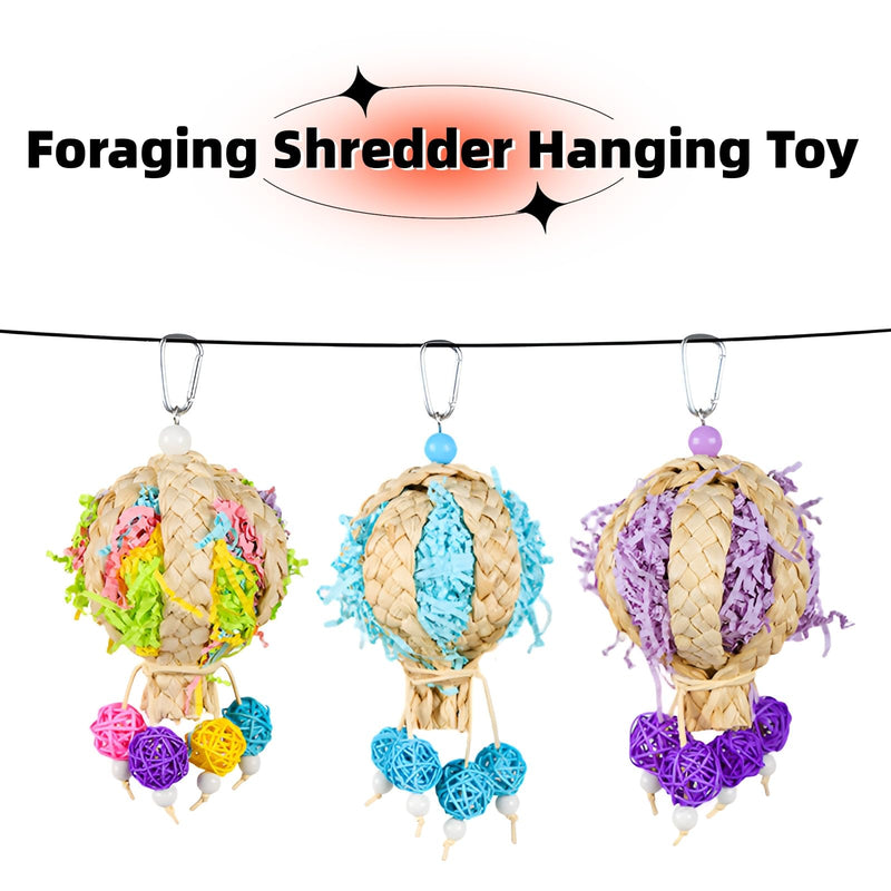 Bird Toys Foraging Shredder Hanging Toys Rope Perch with Bell Parakeet Toy Parrot Swing Climbing Standing Toys Bird Cage Accessories - PawsPlanet Australia